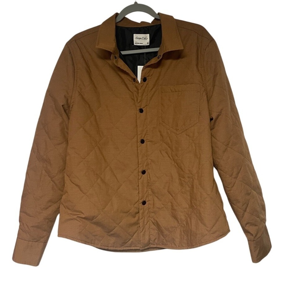 Sovereign Code Quilted Brown Princeton Snap Front Shacket Mens Medium‎